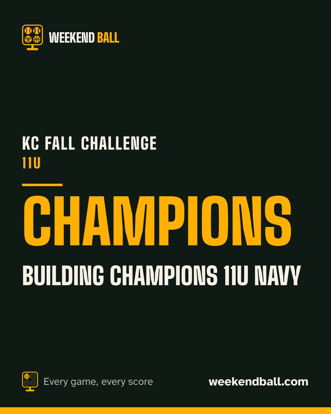 Building Champions 11U Navy: Champions, KC Fall Challenge 11U