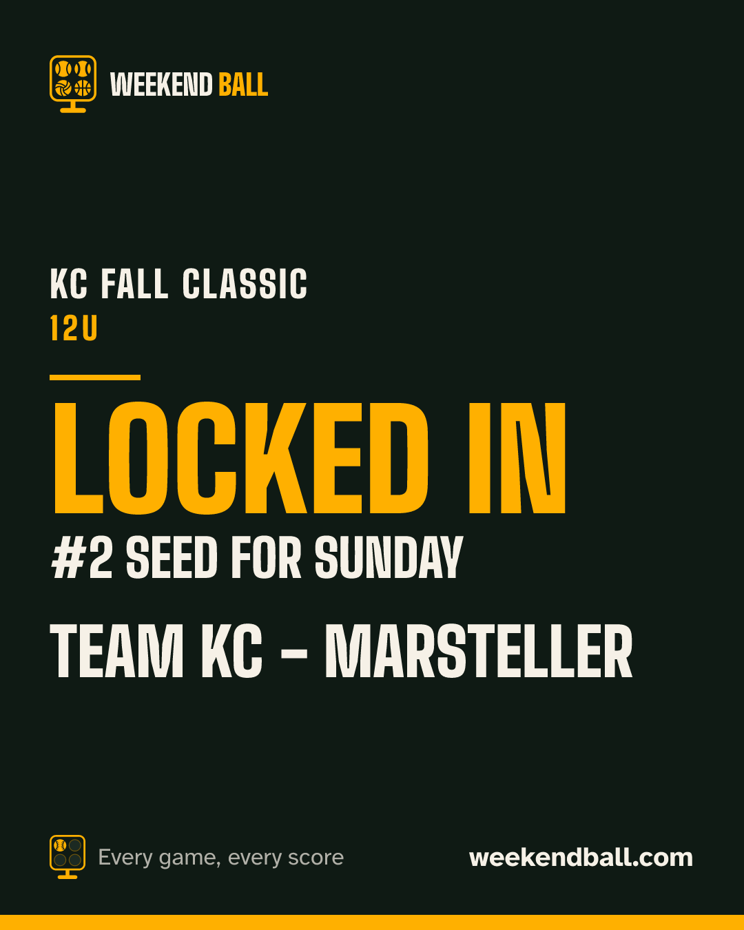Team KC - Marsteller: Locked in, #2 seed for Sunday, KC Fall Classic 12U
