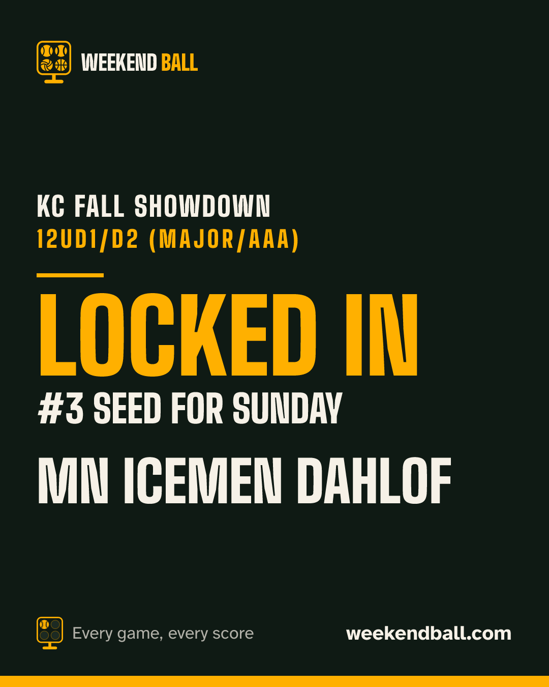 MN Icemen Dahlof: Locked in, #3 seed for Sunday, KC Fall Showdown 12uD1/D2 (Major/AAA)