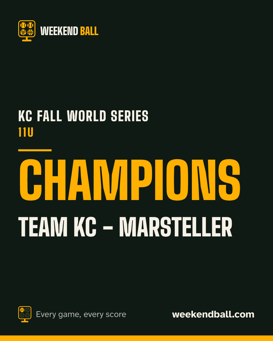 Team KC - Marsteller: Champions, KC Fall World Series 11U