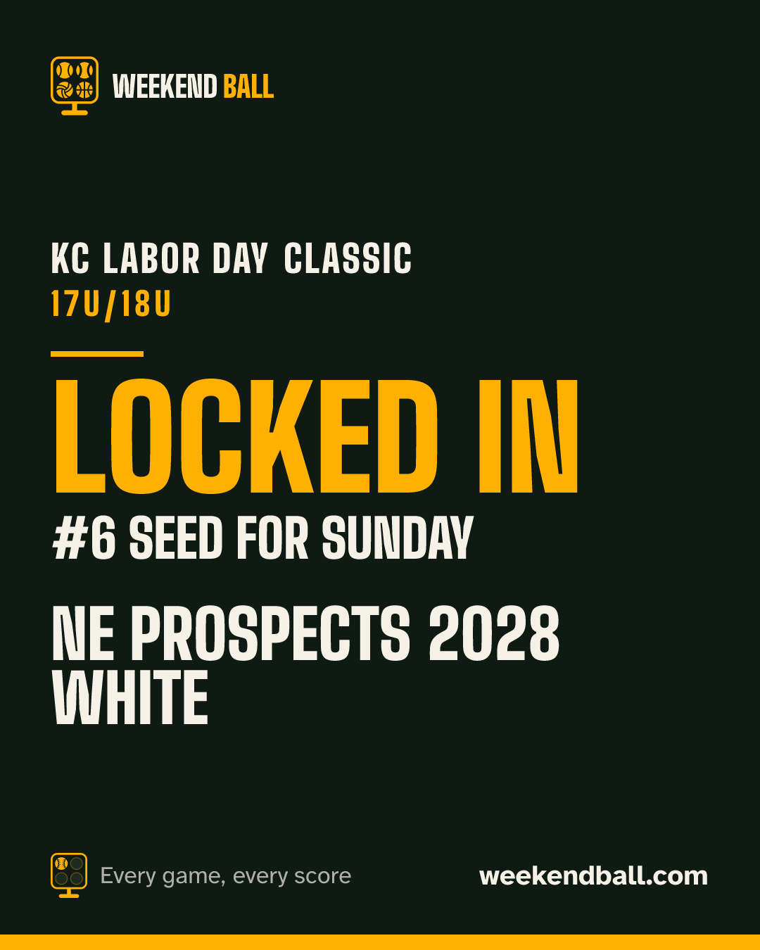 NE Prospects 2028 White: Locked in, #6 seed for Sunday, KC Labor Day Classic 17U/18U
