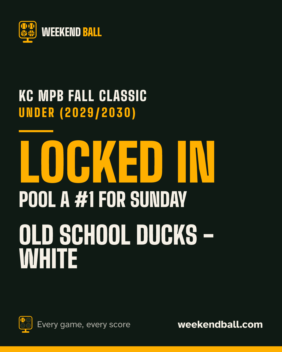 Old School Ducks - White: Locked in, Pool A #1 for Sunday, KC MPB Fall Classic Under (2029/2030)